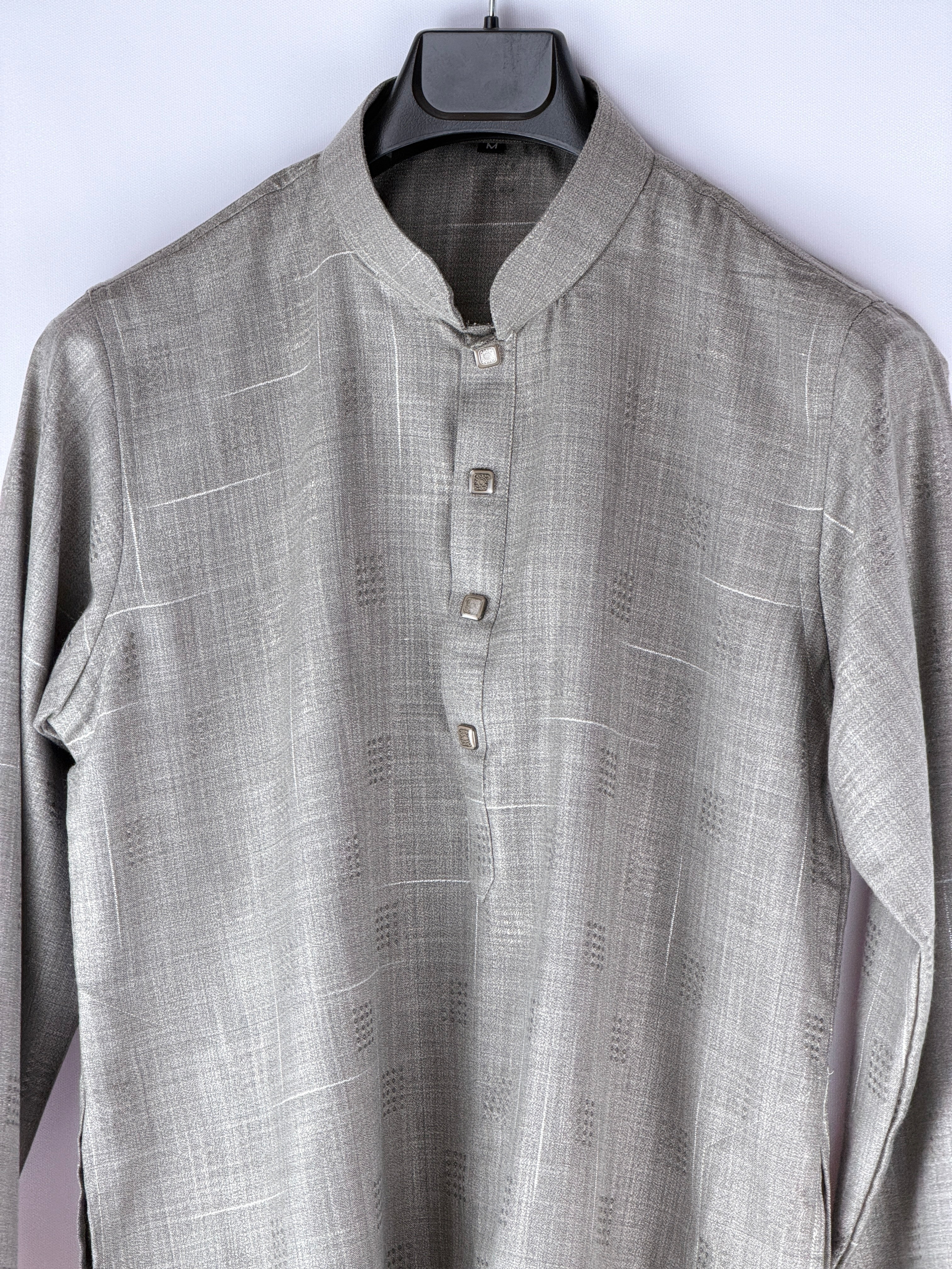 Steel Grey Textured Panjabi