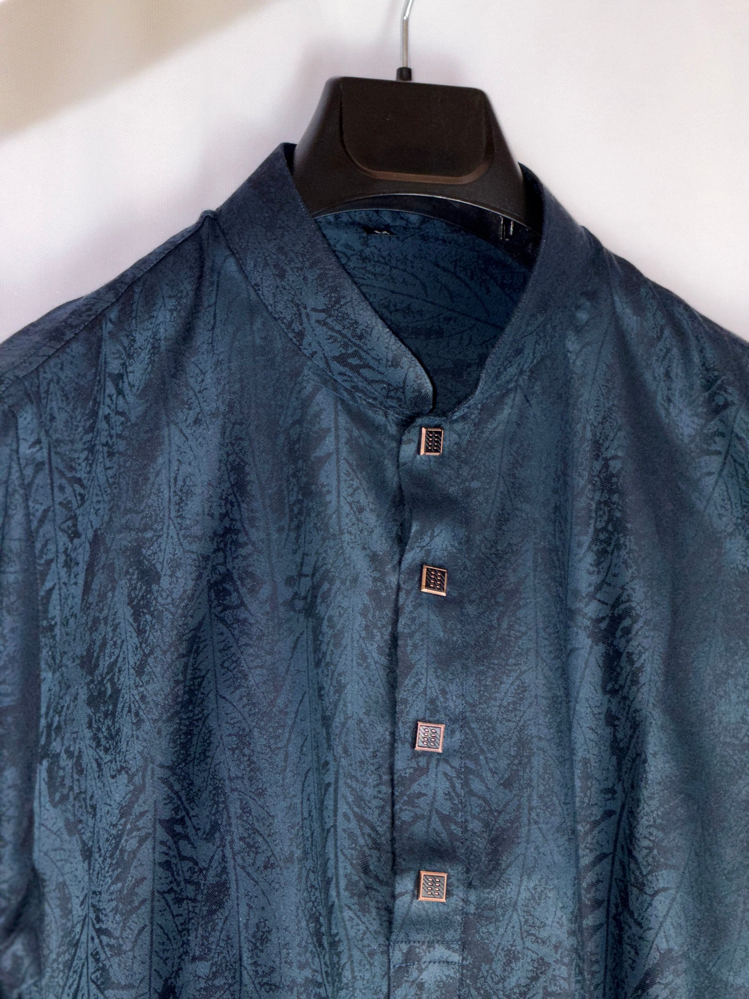 Midnight Teal Textured Panjabi